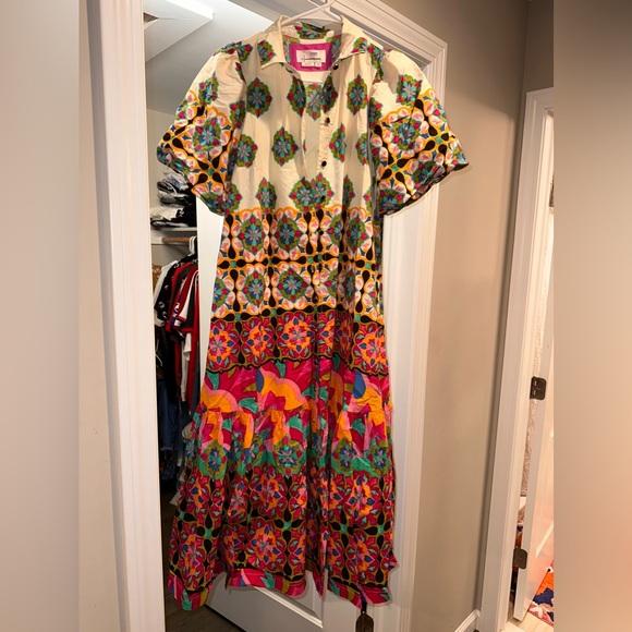 Anthropologie Mixed Print Buttondown Maxi Dress - Picture 4 of 6